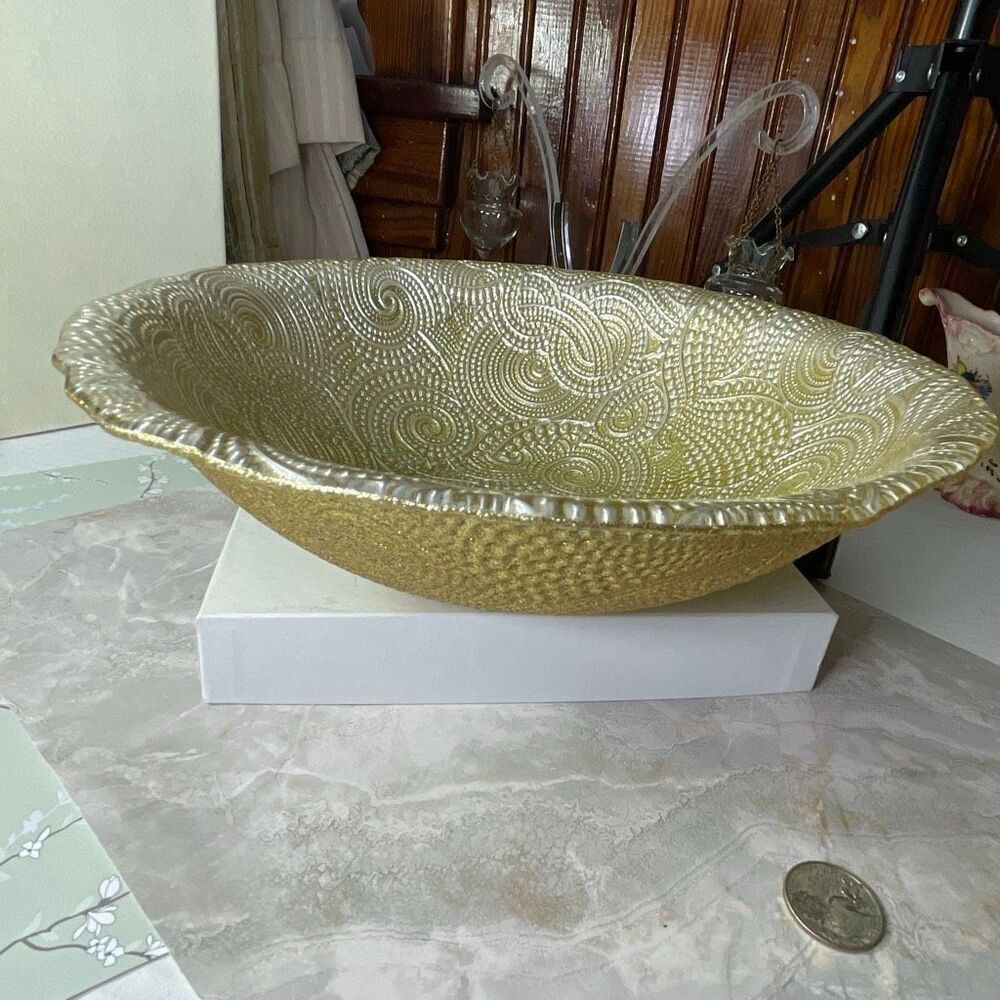 Silverina Istanbul Handmade Art Glass Bowl Reverse painted bowl.